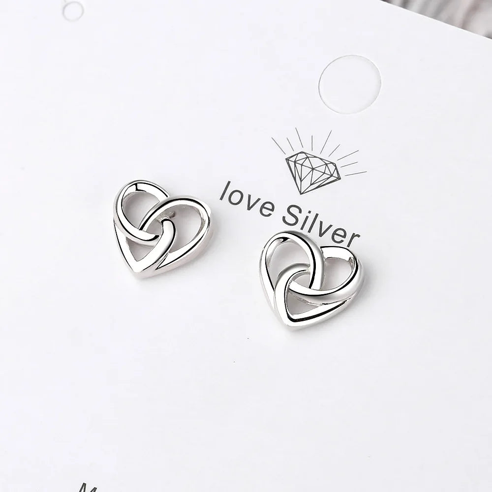 925 Sterling Silver Love Heart Stud Earrings | Elegant Women's Jewelry