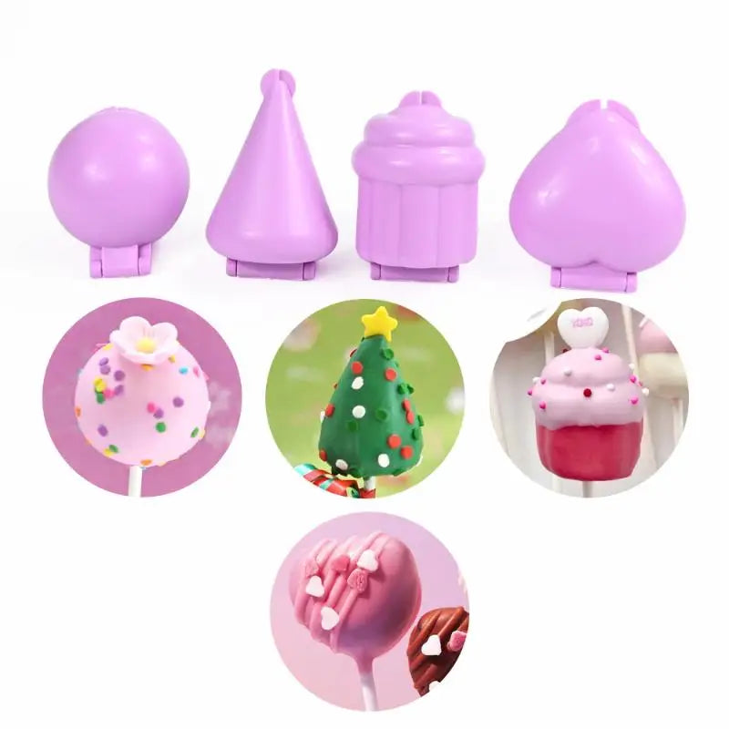 4pcs/set Lollipop Mold Set for Cake Pops and Candy Making | Round Heart Cone Cupcake Shapes