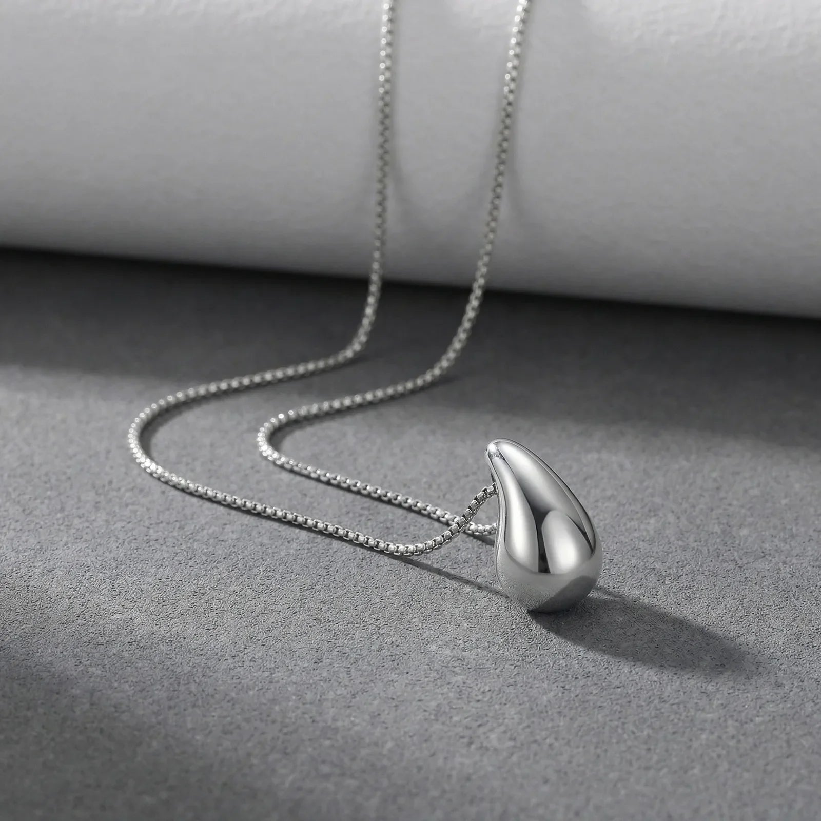 Fashion Waterdrop Pendant Necklace | Stainless Steel Snake Chain Jewelry Gift