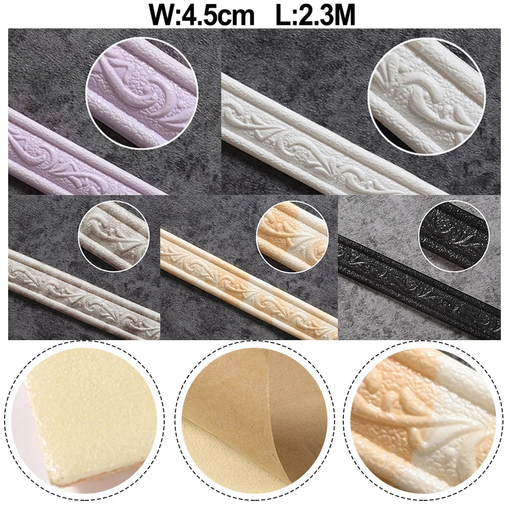 3D Decorative Foam Wall Trim | Self-Adhesive Skirting Border Strip