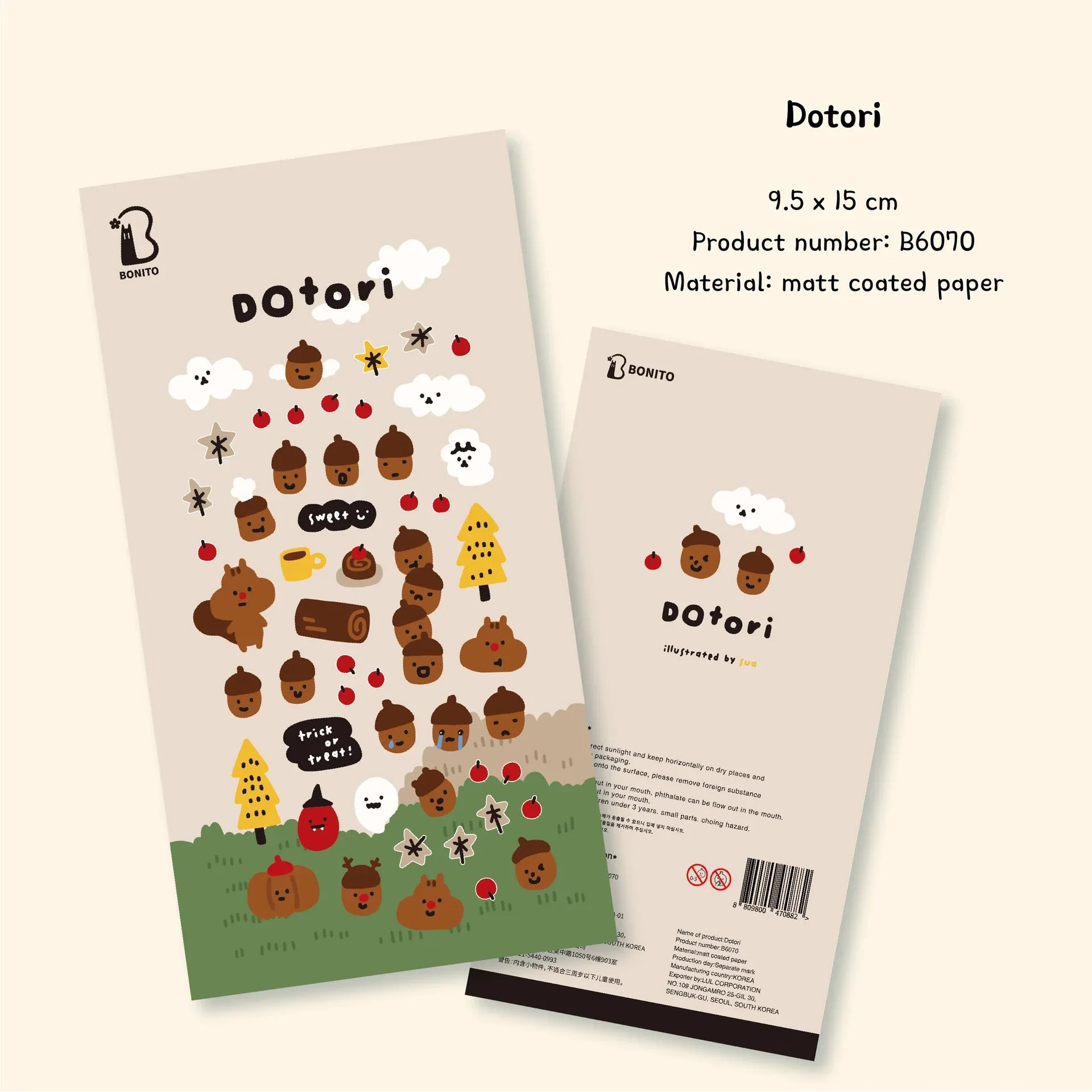 Cute Squirrel Acorn Stickers | Kawaii Paper Stickers for Scrapbooking and Journaling