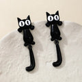 Creative Black Cat Stud Earrings | Punk Style Ear Jacket Set
