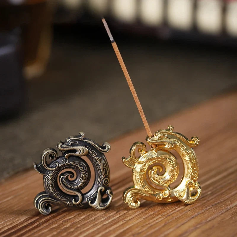 Dragon Turtle Incense Holder | Brass Alloy Incense Burner with Snail Sculpture