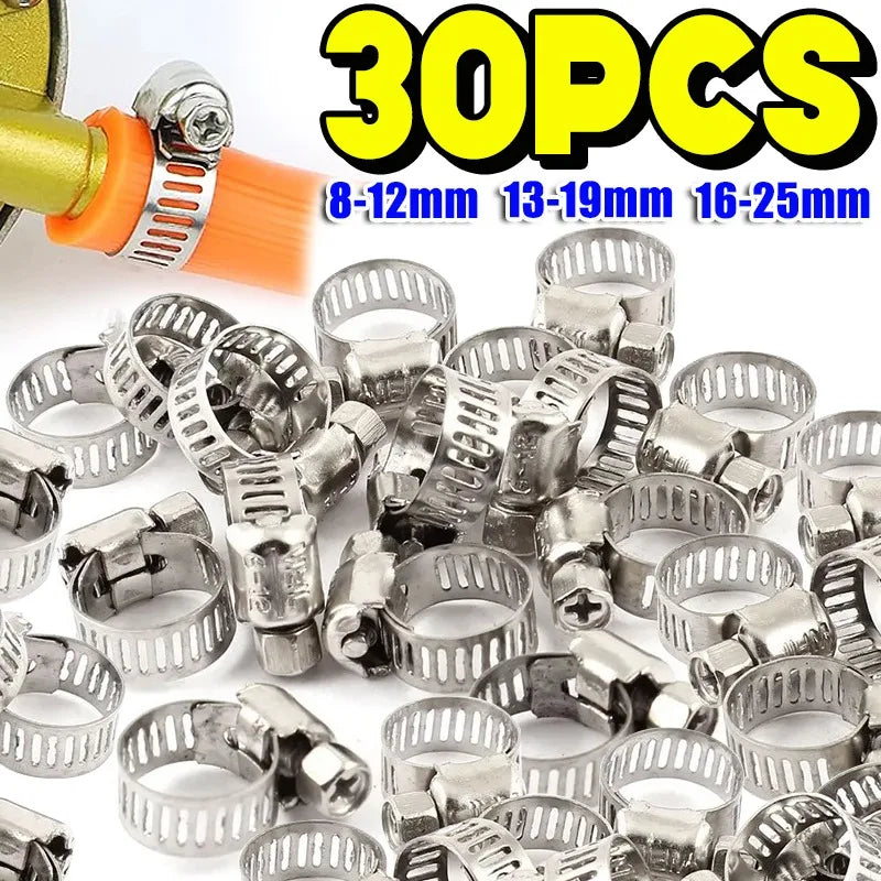 Adjustable Stainless Steel Screw Band Hose Clamps | Multi-Purpose Pipe Fasteners for Automotive and Plumbing