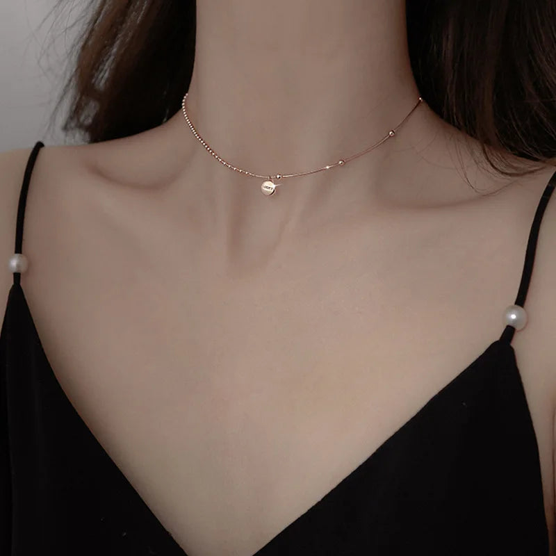 925 Sterling Silver Lucky Pendant Choker Necklace for Women | Trendy Aesthetic Jewelry