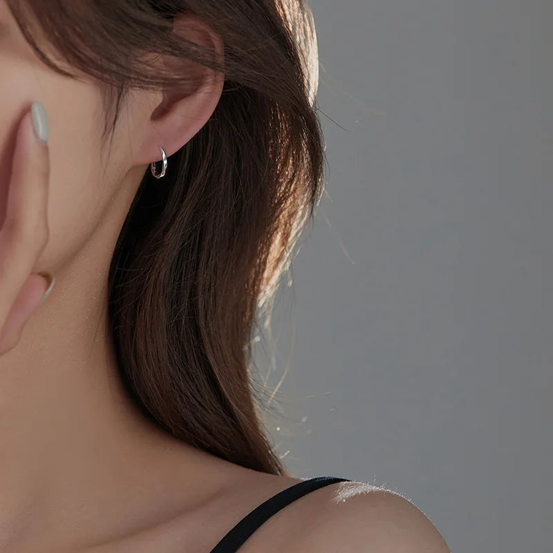 Silver Hoop Earrings | Trendy Distorted Round Earrings for Women