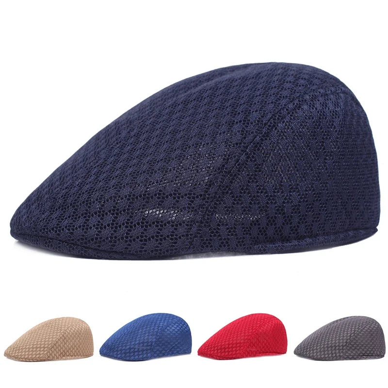 Breathable Mesh Beret Hat for Summer | Unisex Newsboy Flat Cap