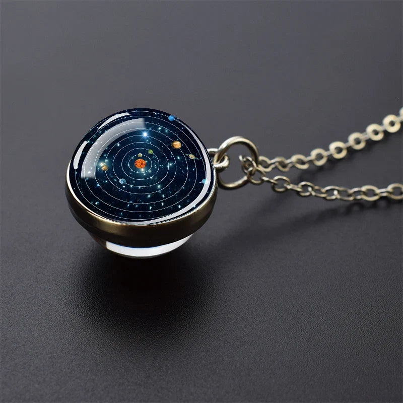Solar System Galaxy Pendant Necklace | Unisex Astronomy Jewelry Gift
