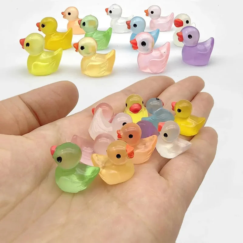 30 Pcs Glow in the Dark Miniature Duck Figurines | Luminous Resin Fairy Garden Decor