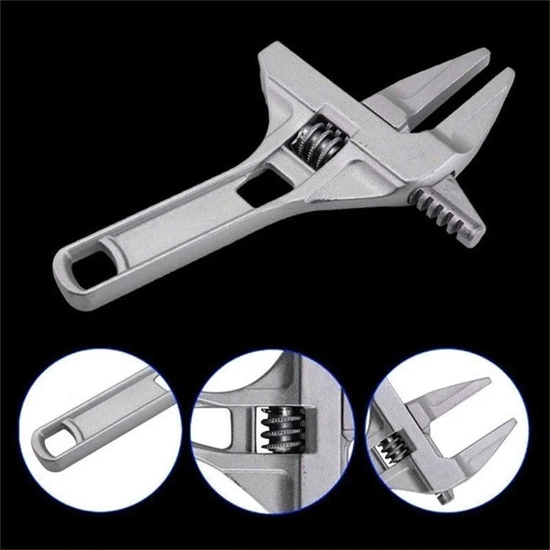 Mini Adjustable Bathroom Wrench | Strong Clamping Aluminum Spanner for Pipe Repair