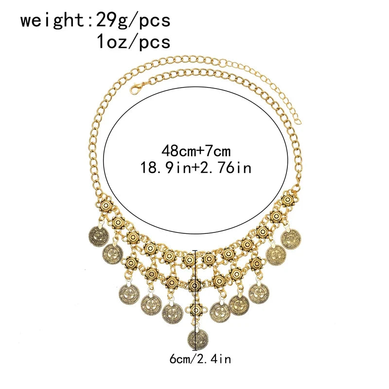 Vintage Coin Tassel Necklace | Bohemian Ethnic Charm Choker for Women