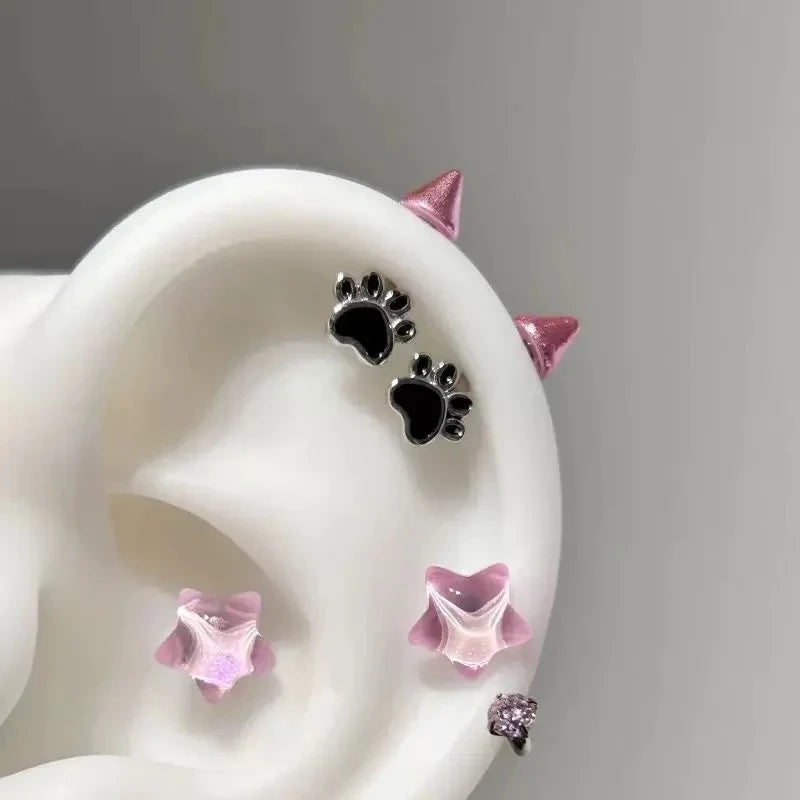 Cat Paw Devil Stud Earrings | Gothic Y2K Punk Earring Accessory