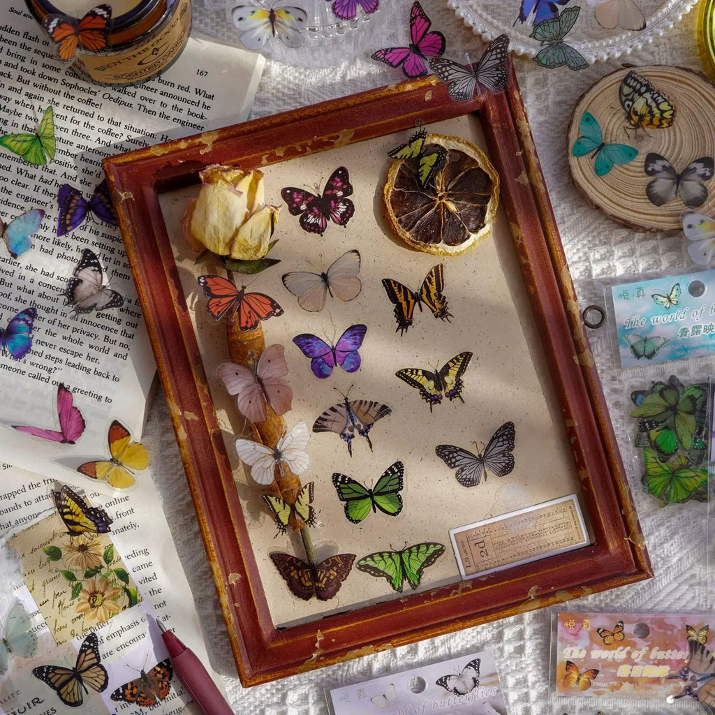 Butterfly Stickers Pack 40pcs | PET Waterproof Craft Stickers for Scrapbooking