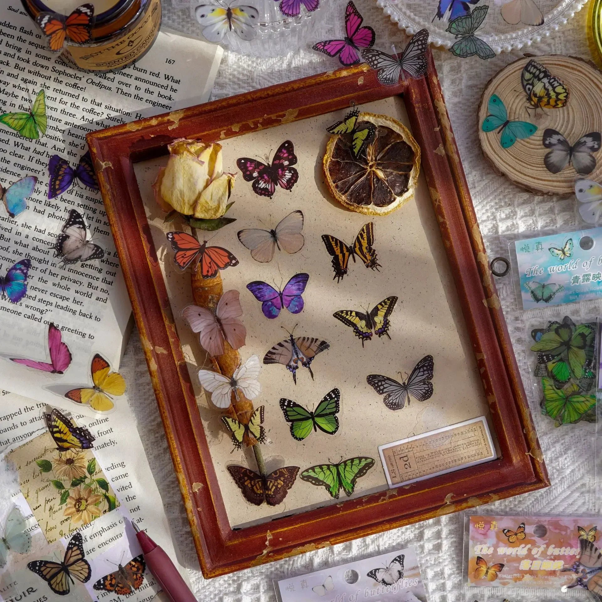 Butterfly Stickers Pack 40pcs | PET Waterproof Craft Stickers for Scrapbooking