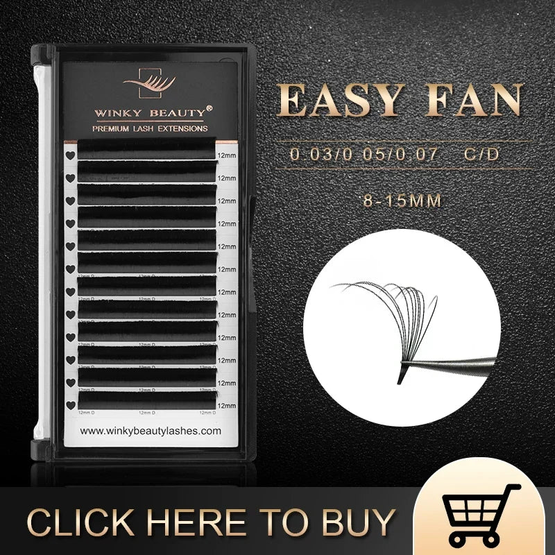 Self Blooming Eyelash Extensions | Easy Fanning Volume Lashes 0.03 0.05 0.07 C D Curl