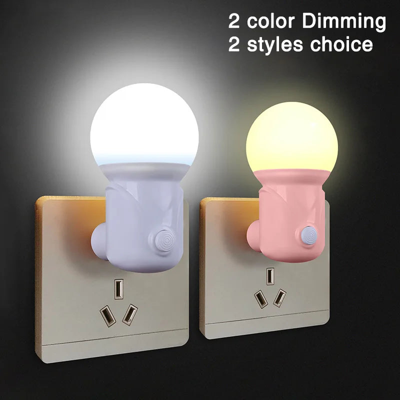 LED Night Light with Dimmer | 2-Color Eye Protection Lamp for Baby Nursing and Sleep