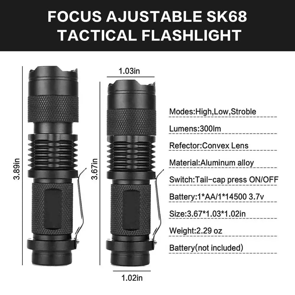 3 Modes Portable LED Flashlight | Zoomable Torch for Outdoor Use
