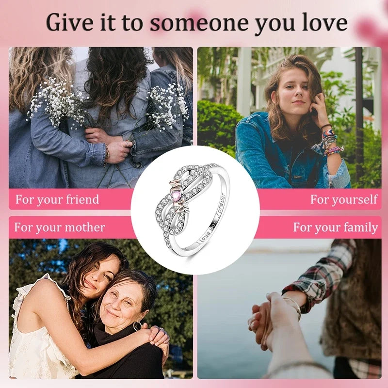 925 Sterling Silver Rose Gold Plated Infinity Heart Ring | Eternal Love Jewelry Gift for Mom
