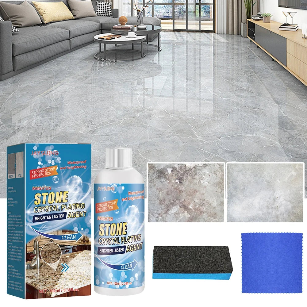 Stone Crystal Plating Agent with Sponge and Towel | Marble Nano Polishing Liquid