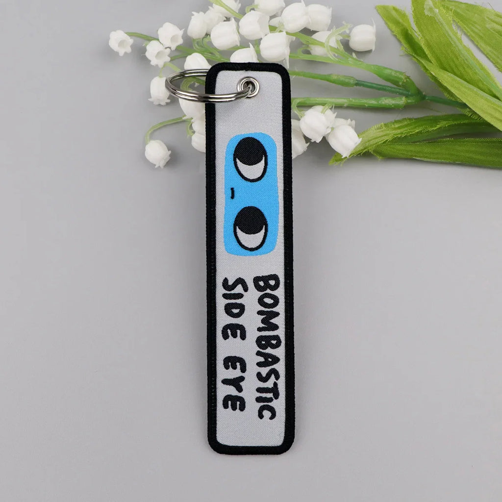 No Risk No Fun Embroidery Keychain | Motorcycle Key Fob Gift