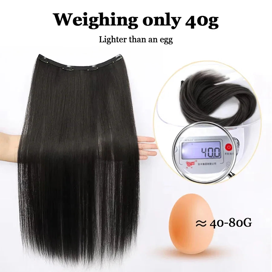 Synthetic Long Straight Clip In Hair Extension | 4 Clips Hidden Hair Piece Wig
