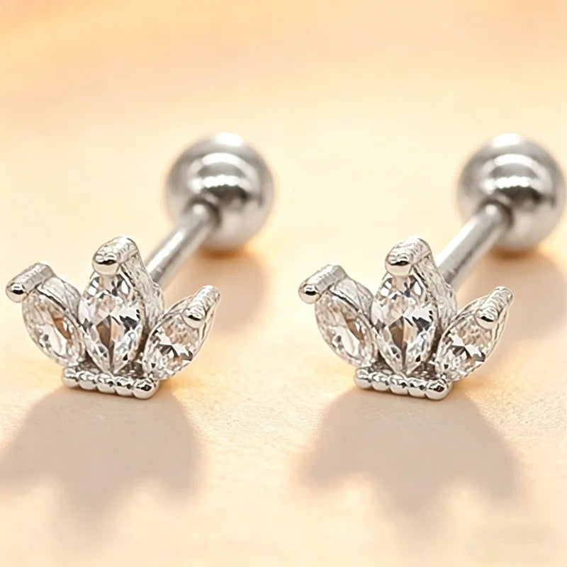 Heart Stud Earrings for Women | Hypoallergenic Screw Back Piercing Jewelry