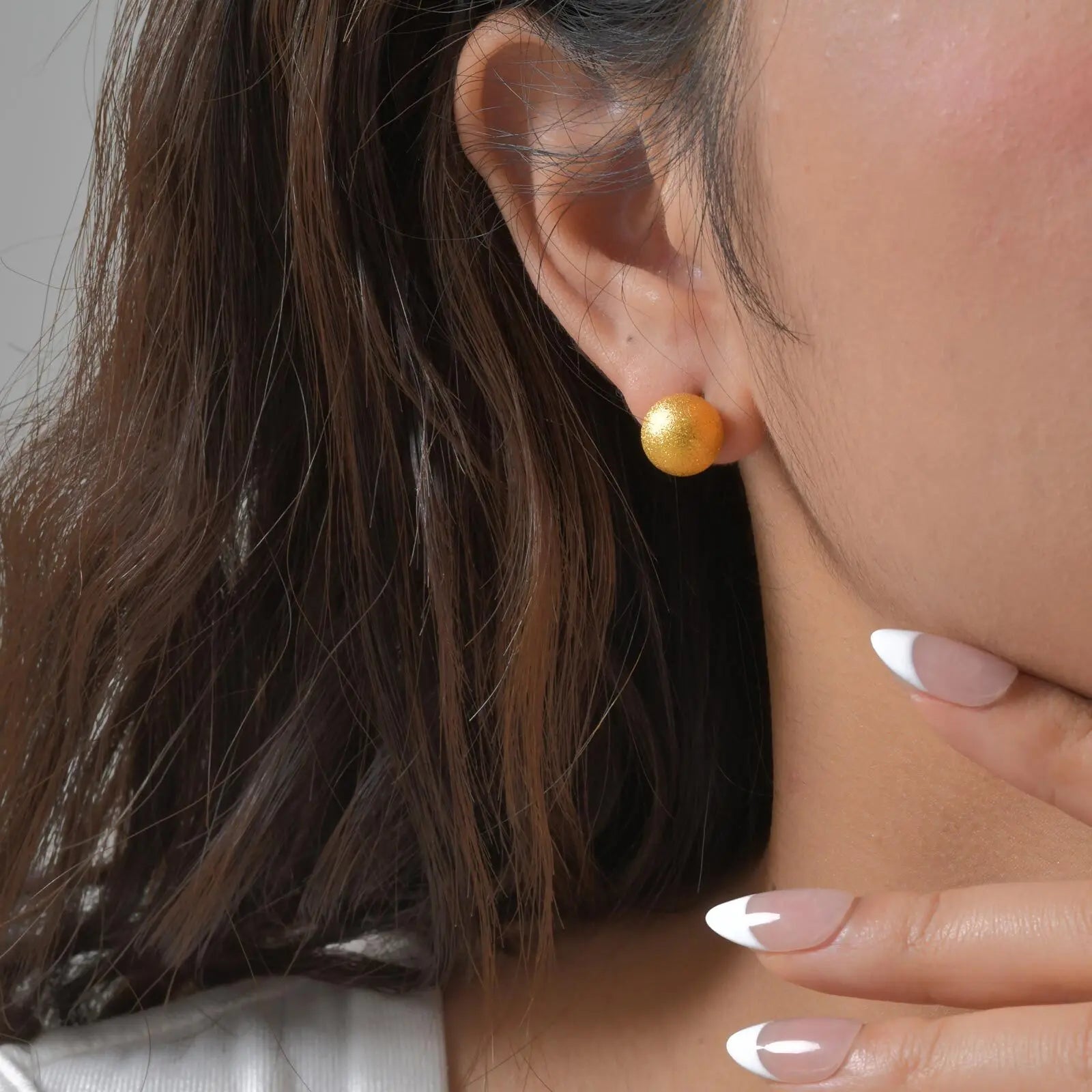 Gold Plated Stainless Steel Stud Earrings Set | 10mm 8mm 6mm Round Ball Earrings for Women