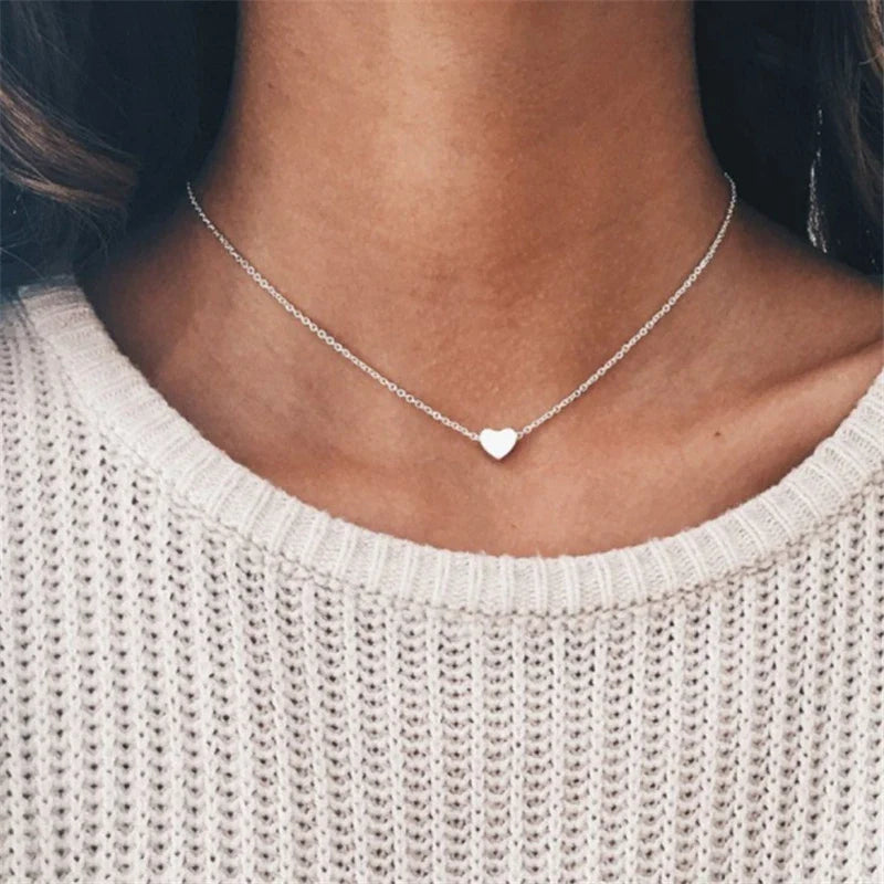 Tiny Heart Pendant Necklace for Women | Short Chain Bohemian Choker