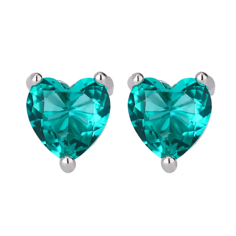 925 Sterling Silver Heart Zircon Stud Earrings | Luxury Jewelry for Women