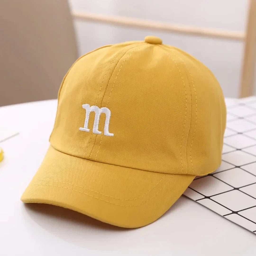 Kids Unisex Baseball Cap with M Letter Embroidery | Adjustable Cotton Sun Hat
