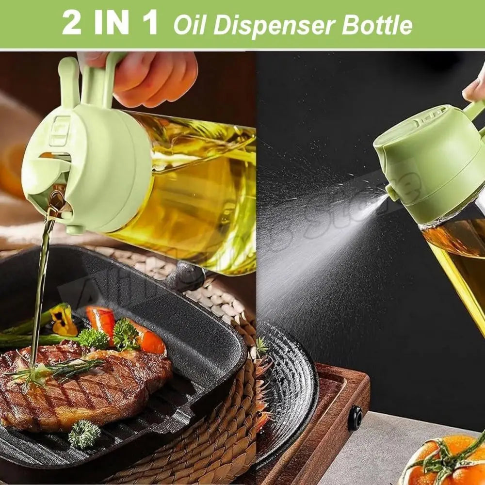 2 in 1 Oil Sprayer and Dispenser Bottle | Cooking Oil Spray Bottle for BBQ, Air Fryer, and Salad
