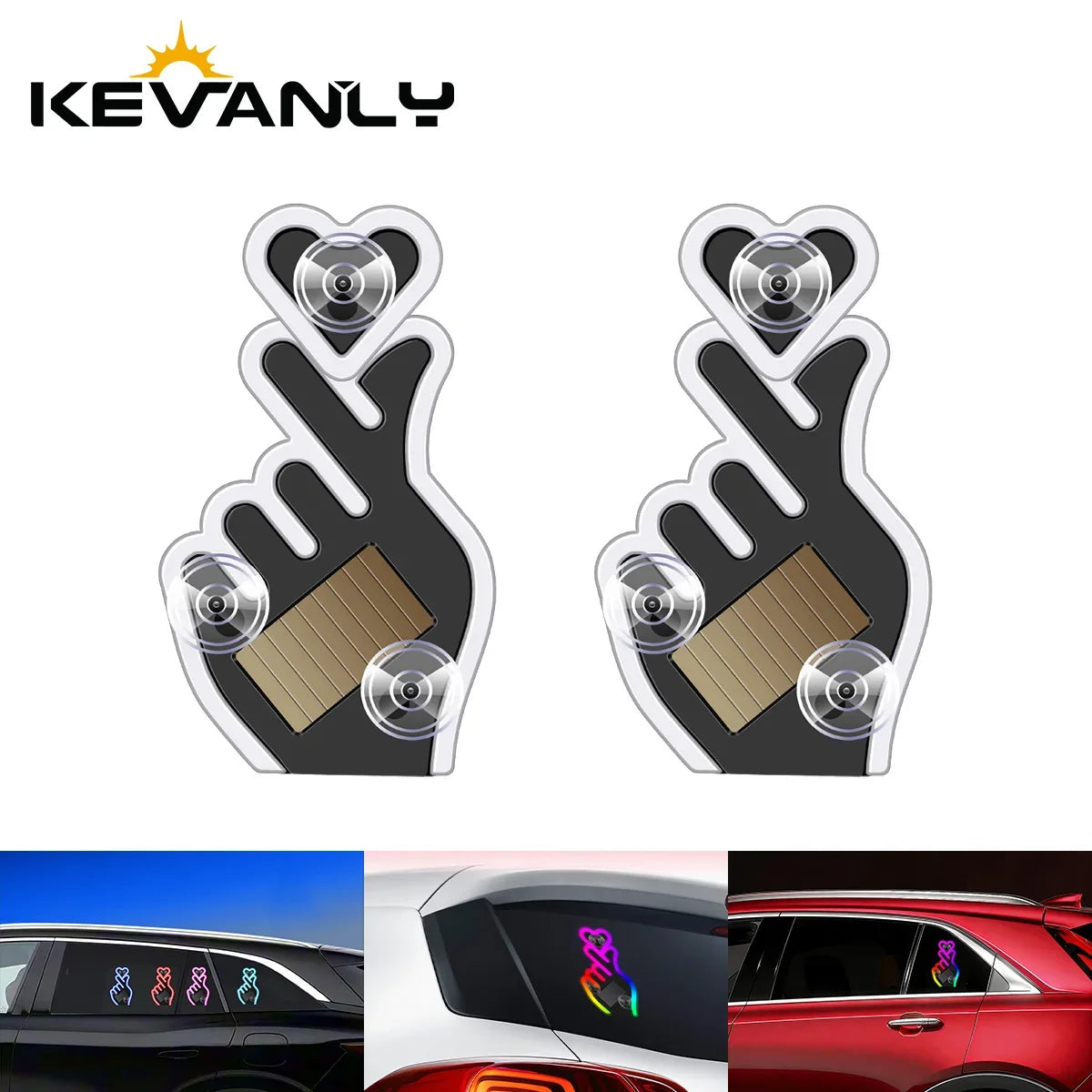 Solar Heart Shaped LED Ambient Light | Solar Powered Car Window Neon Light