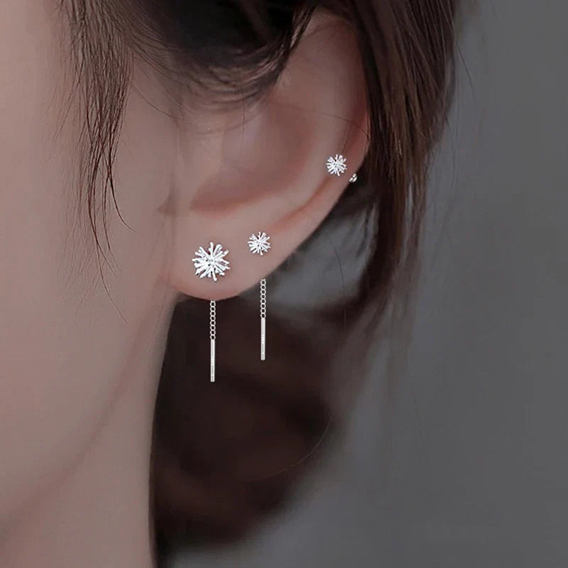 S925 Silver Dandelion Drop Earrings | Women's Trendy Chain Tassel Jewelry