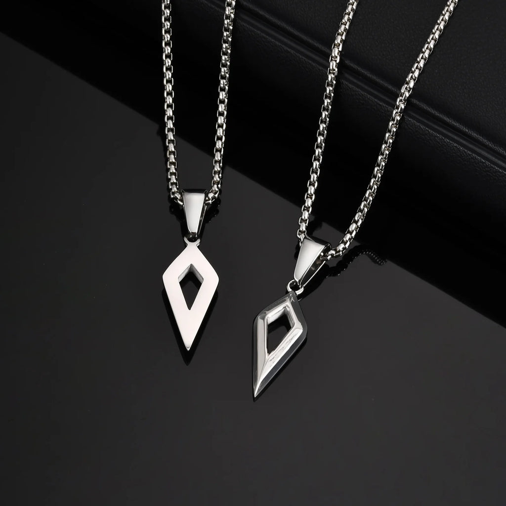 Stainless Steel Four-pointed Star Pendant Necklace | Geometric Collar Jewelry for Men