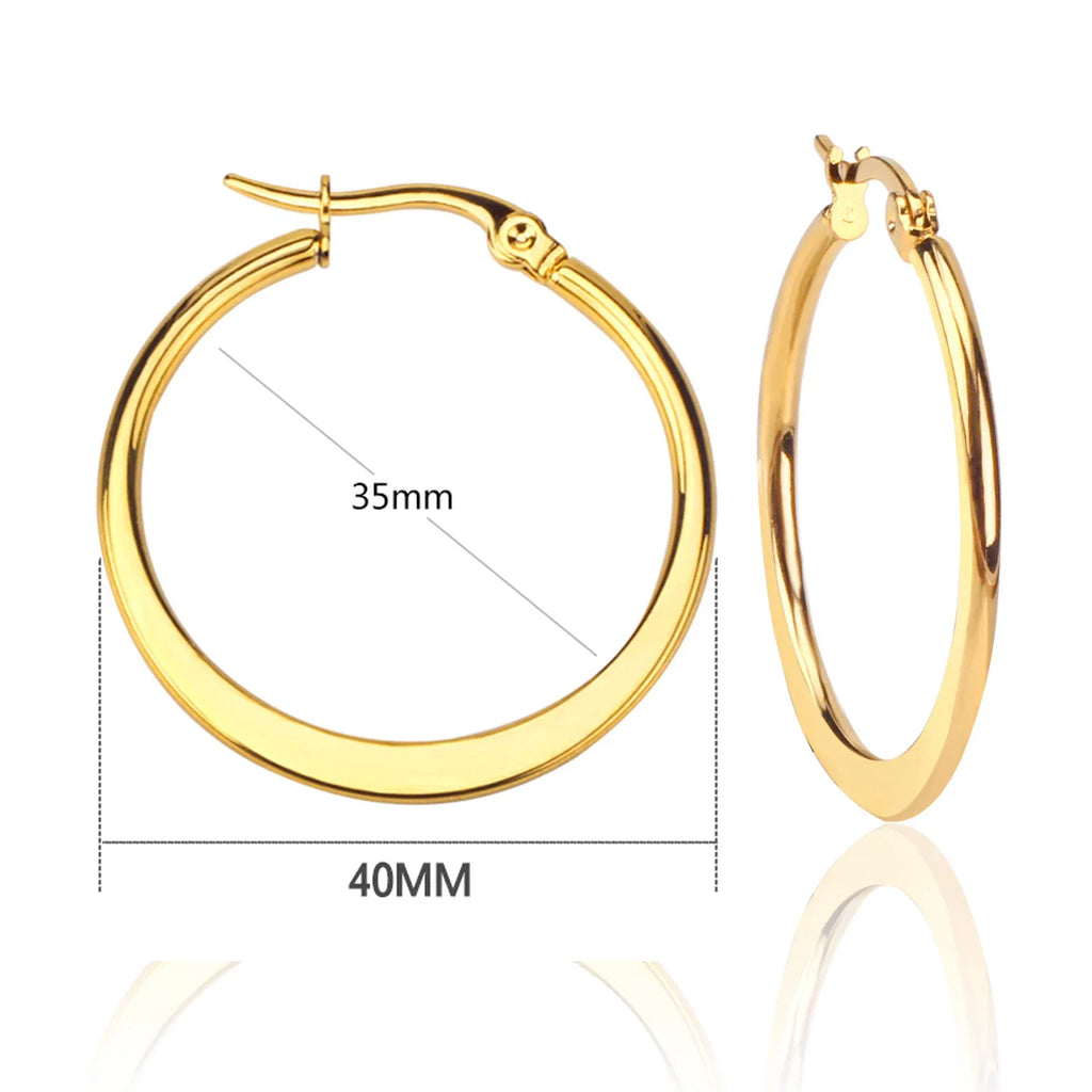 LUXUSTEEL Stainless Steel Hoop Earrings | Simple Geometric Shapes for Women