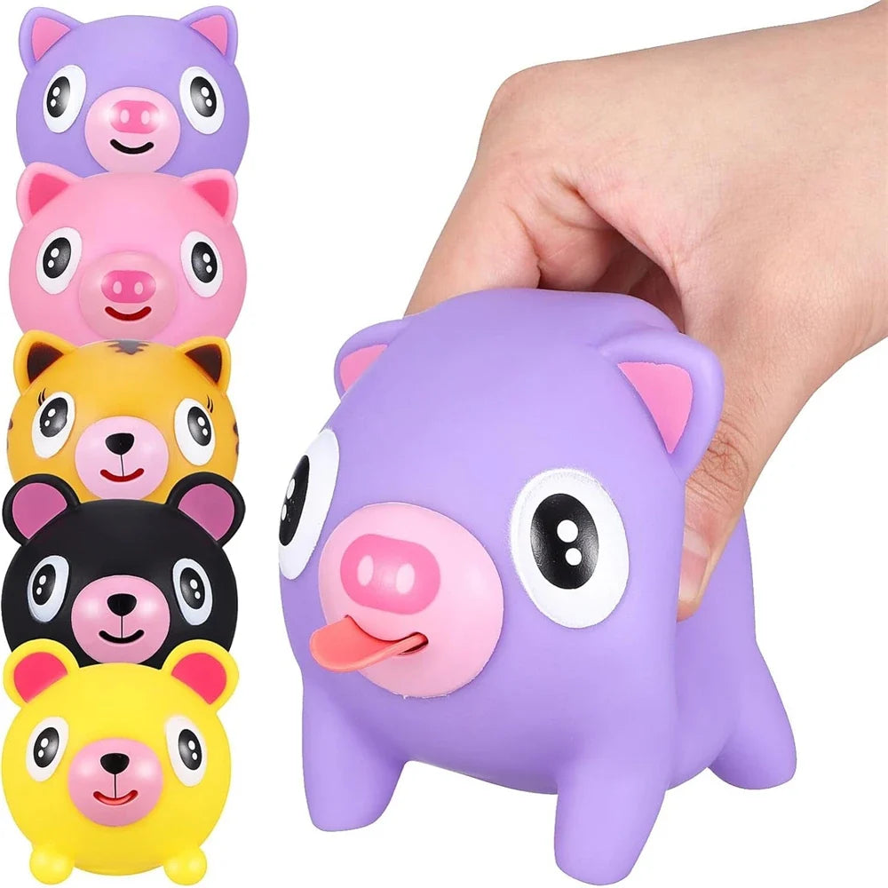 Screaming Pigs Squeeze Animal Ball | Squeaky Stress Relief Toy