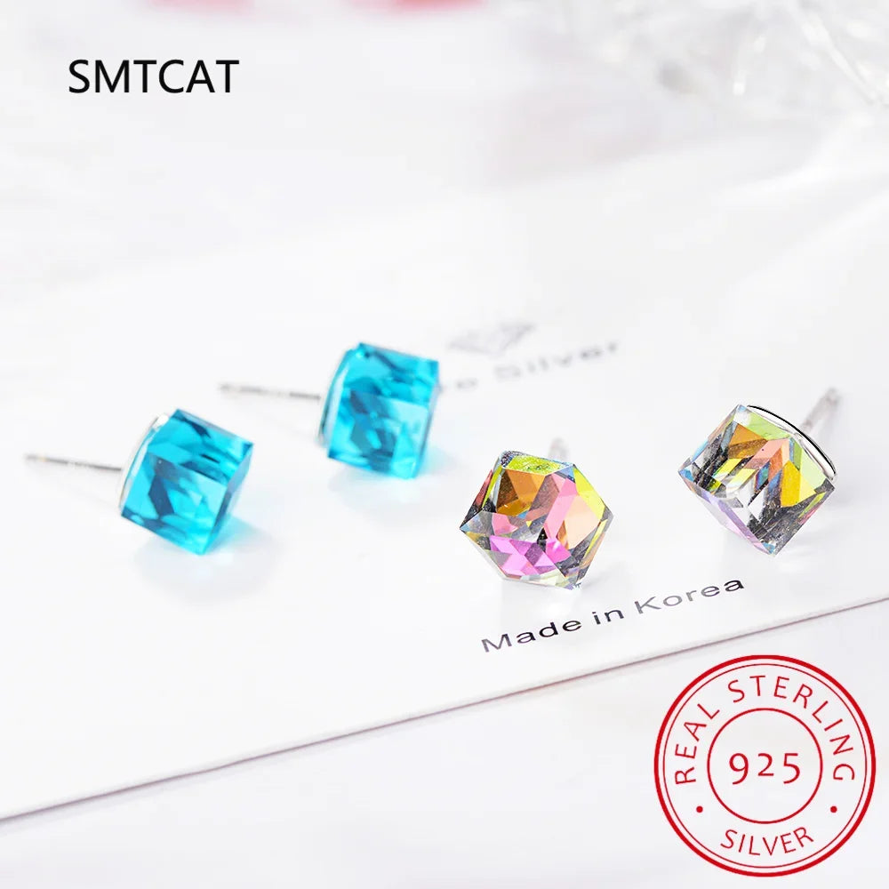 1.2ct Natural Sky Blue Topaz Stud Earrings | 925 Sterling Silver Geometric Jewelry