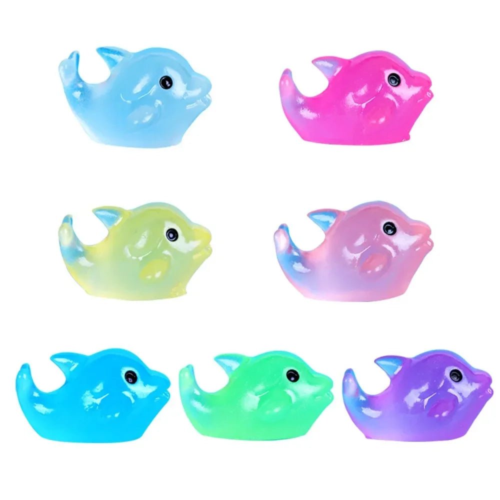 Mini Luminous Dolphin Ornaments Set | Glow in the Dark Micro Landscape Figurines
