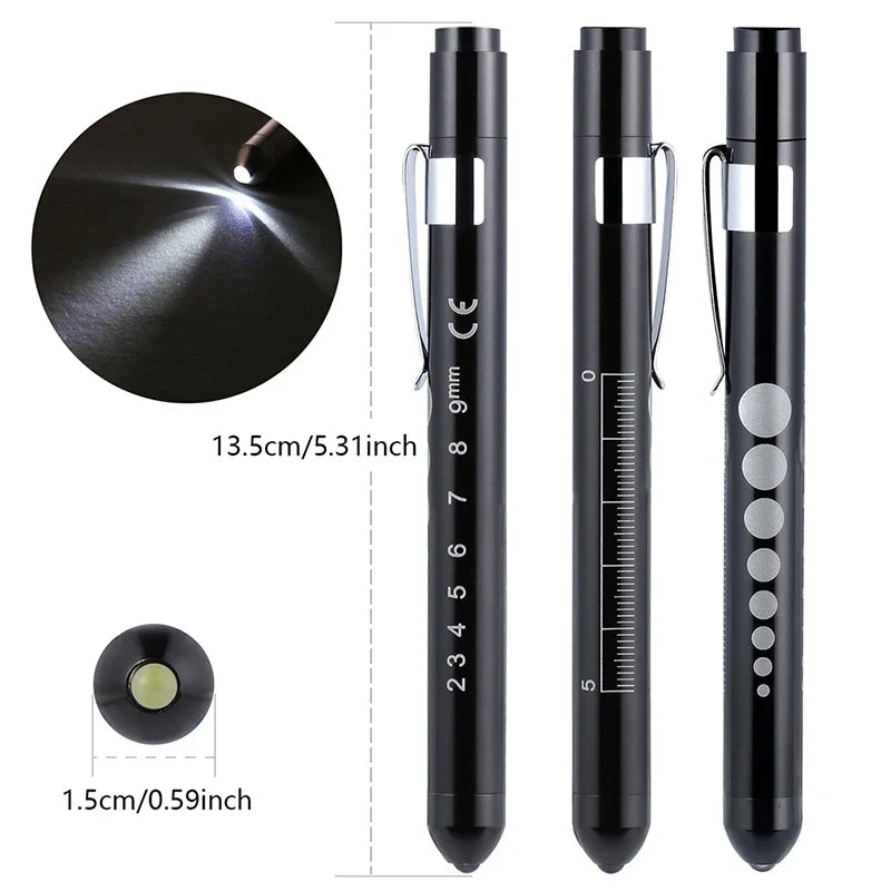 LED Medical Penlight with Pupil Gauge | Reusable Pocket Flashlight for Nurses and Doctors