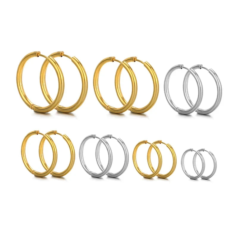 10pcs Stainless Steel Hoop Earrings Set | Fashion Huggie Earrings for Women and Men