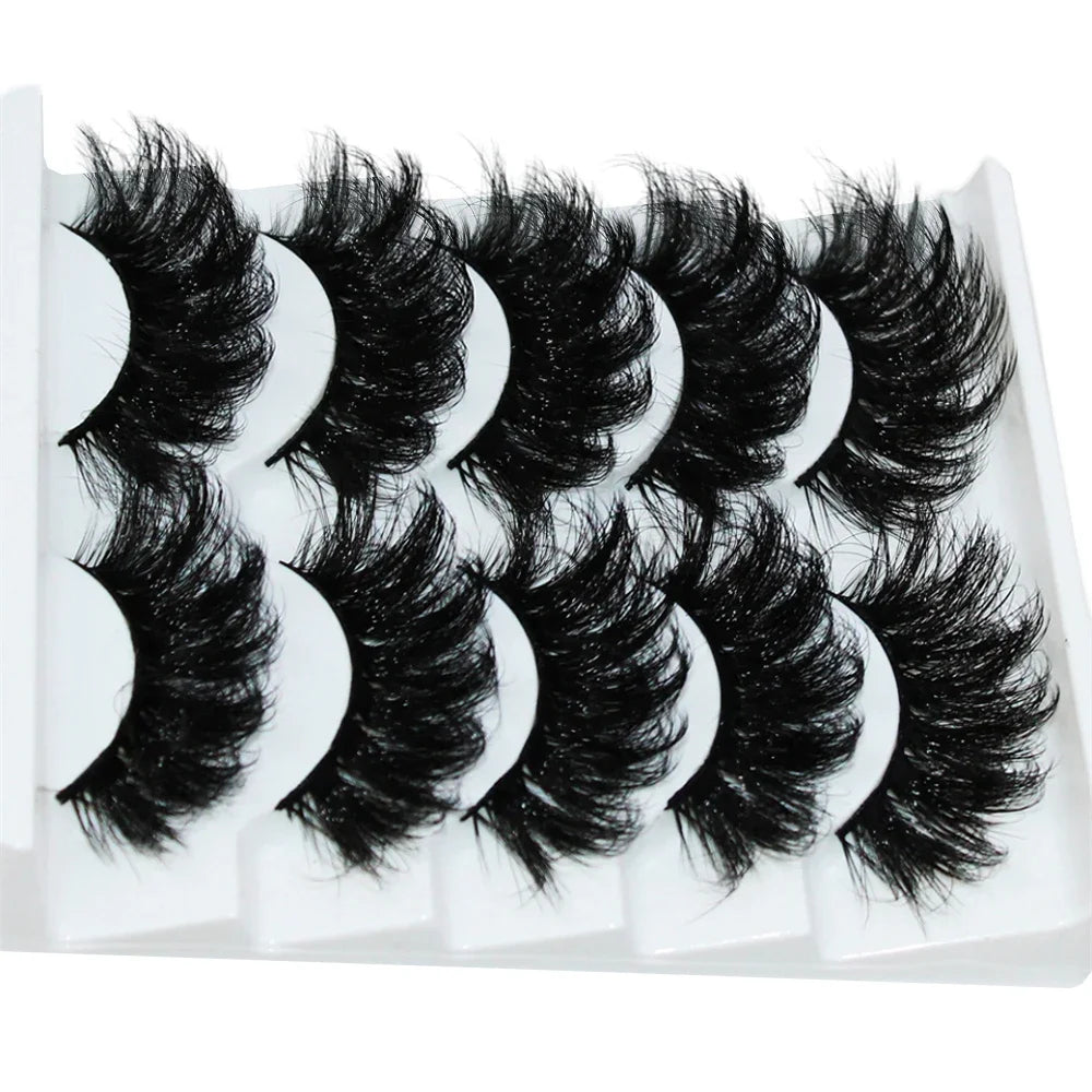 Thick Dramatic Faux Mink Eyelashes | 5 Pairs of Fluffy 3D Lashes for Dramatic Volume