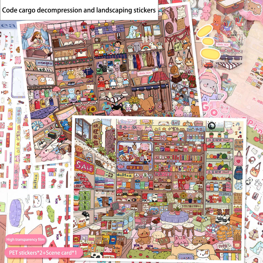 Vintage Grocery Store Stickers | 3D Miniature Collage Decals for DIY Crafts