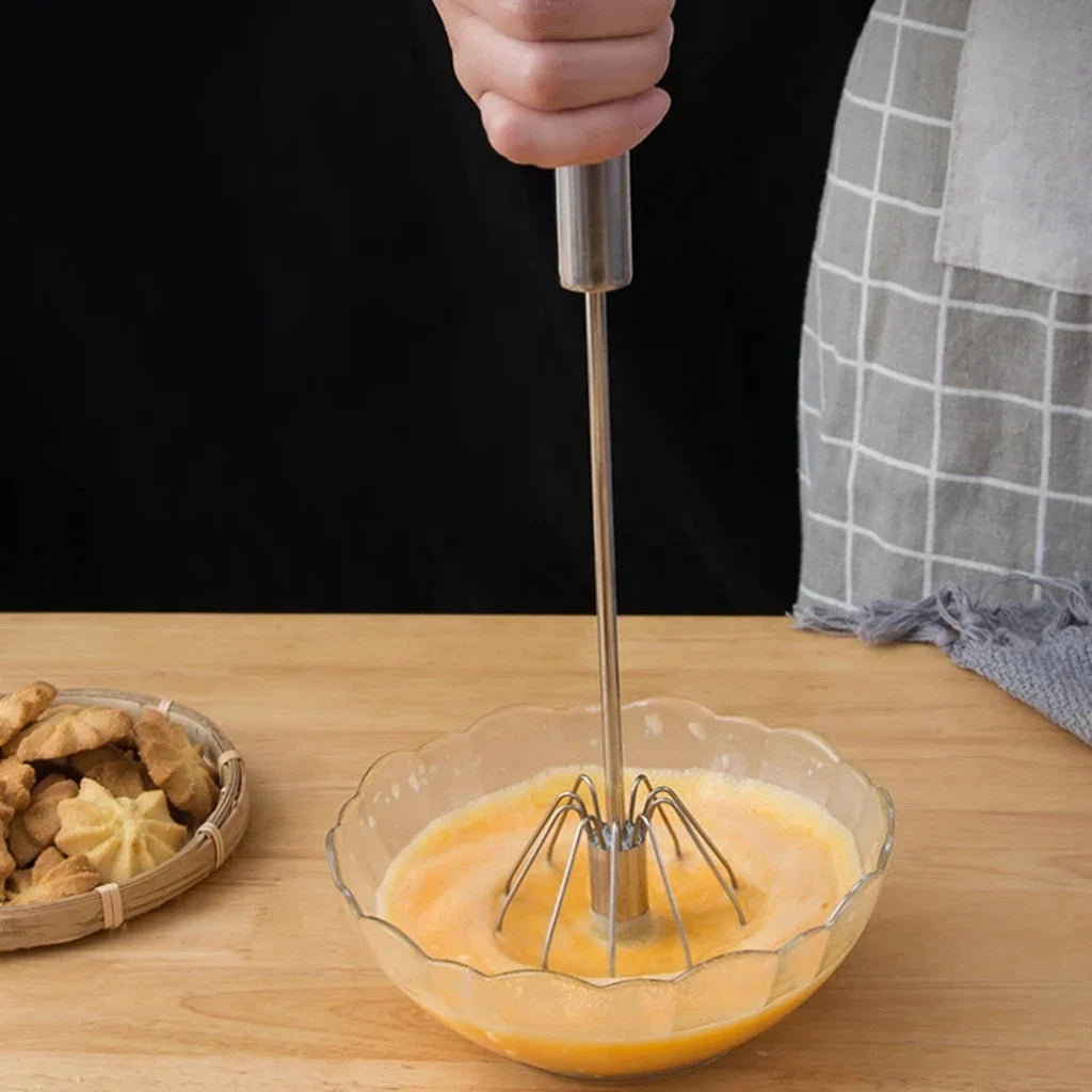 Semi-Automatic Egg Beater | 304 Stainless Steel Manual Hand Mixer