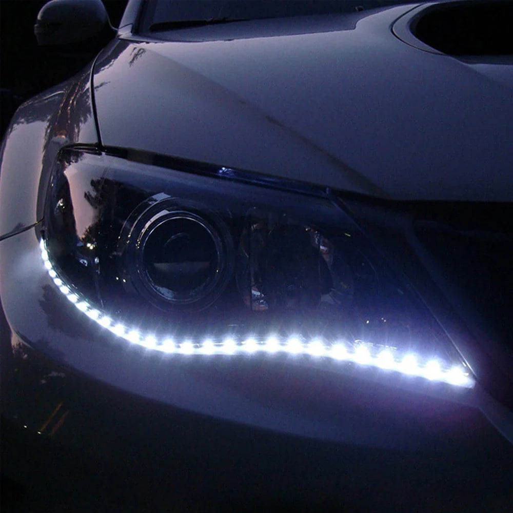 2X 30cm Car LED Strip Lights DRL | Flexible Ambient Decorative Atmosphere Lamp for 12V Vehicles