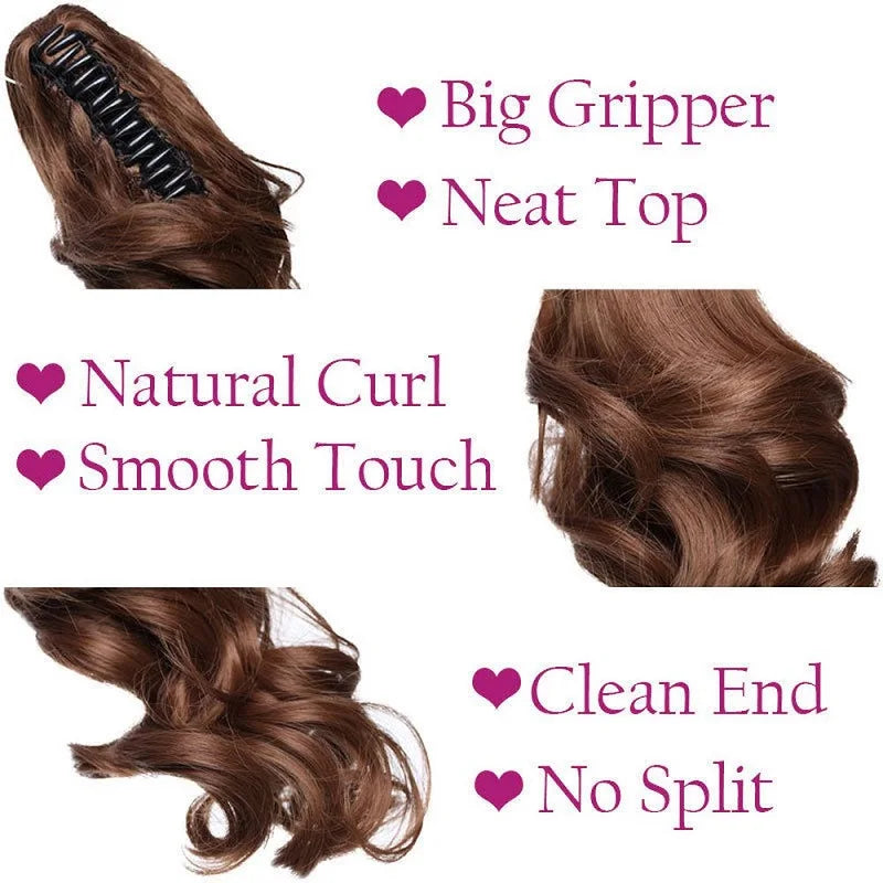 10Inch Short Wavy Curly Ponytail Hair Extension | Clip-in Claw Clip Hairpiece for Women