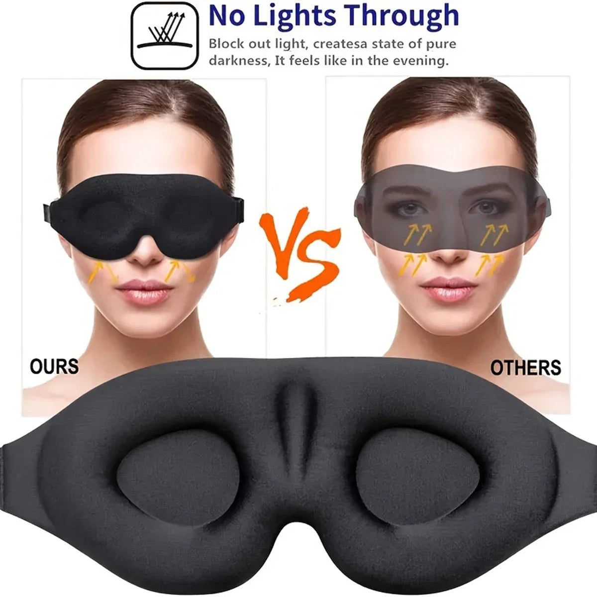 3D Contoured Sleep Mask | Light Blocking Eye Cover for Men and Women