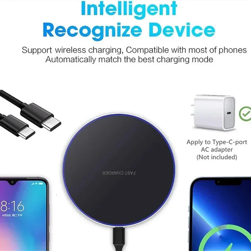 Wireless Charger Pad Stand | Fast 30W Qi Charger for iPhone Samsung Xiaomi