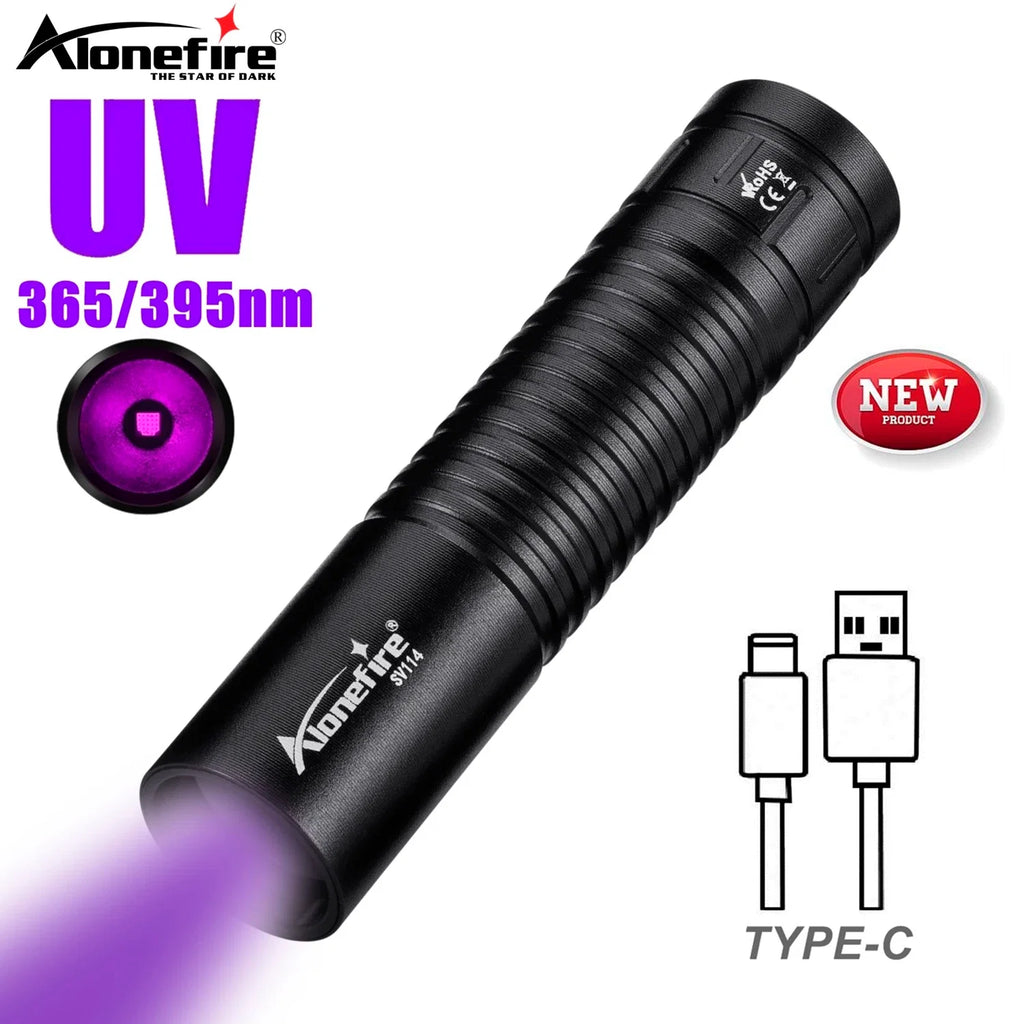 365/395nm UV Flashlight Rechargeable | Mini Ultraviolet Detection Light for Pets, Money, and More