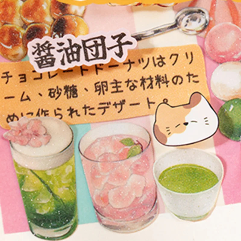 30pcs Japanese Vintage Food Theme Die-Cut Sticker Set | DIY Scrapbooking and Journaling Kit