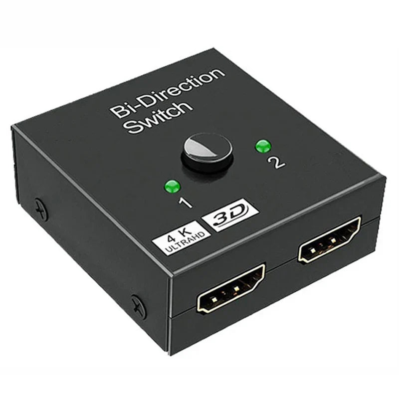 HDMI-Compatible Switch 2 in 1 Out | 4K Bi-Directional Splitter for TV and Gaming